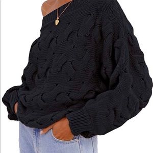 Chunky black off the shoulder sweater